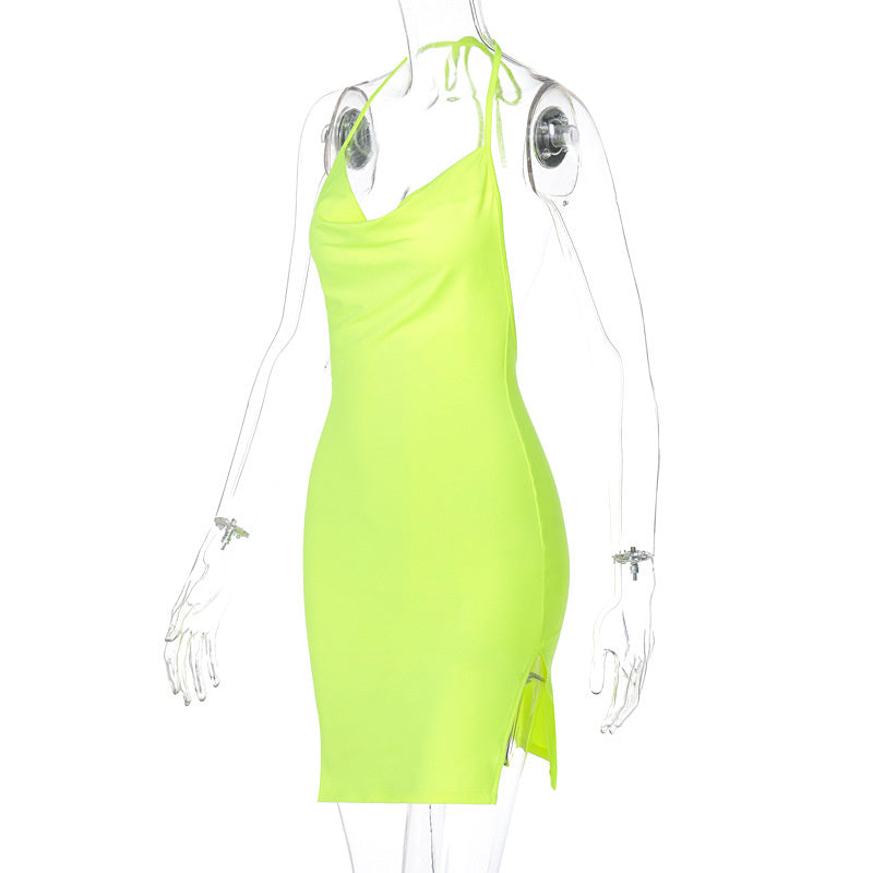 Kvinnors Miniklänning Halterneck Bomull-Polyester Bodycon-6