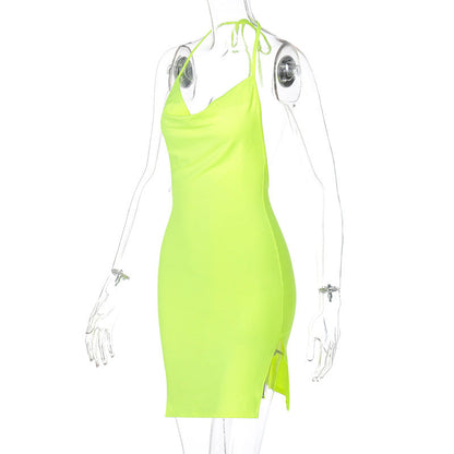 Kvinnors Miniklänning Halterneck Bomull-Polyester Bodycon-6