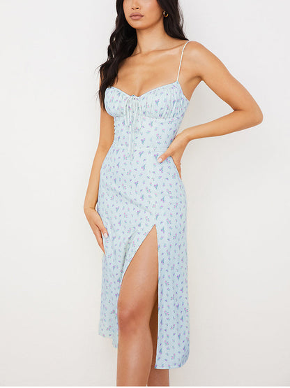 Kvinnors Klänning Flödande Design 100% Polyester Blommönster-3