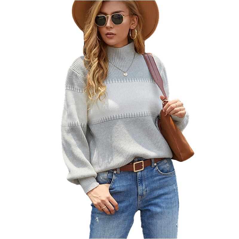 Dam Turtleneck Tröja Mjuk Stickad Elegant Komfortabel-4