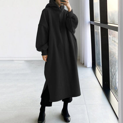 Variant image for Hoodie Dam Långärmad Avslappnad Bomull med Huva-9