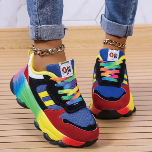 Dam Sneakers Regnbåge Hög Sula Syntetisk Komfort-1