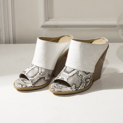 Kvinnors Gladiatorsandaler Slingback PU-Läder Ormtryck-3