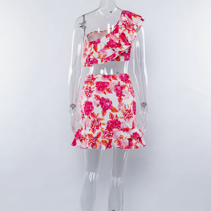 Dam Blommig Uppsättning Kortärmad Polyester-4