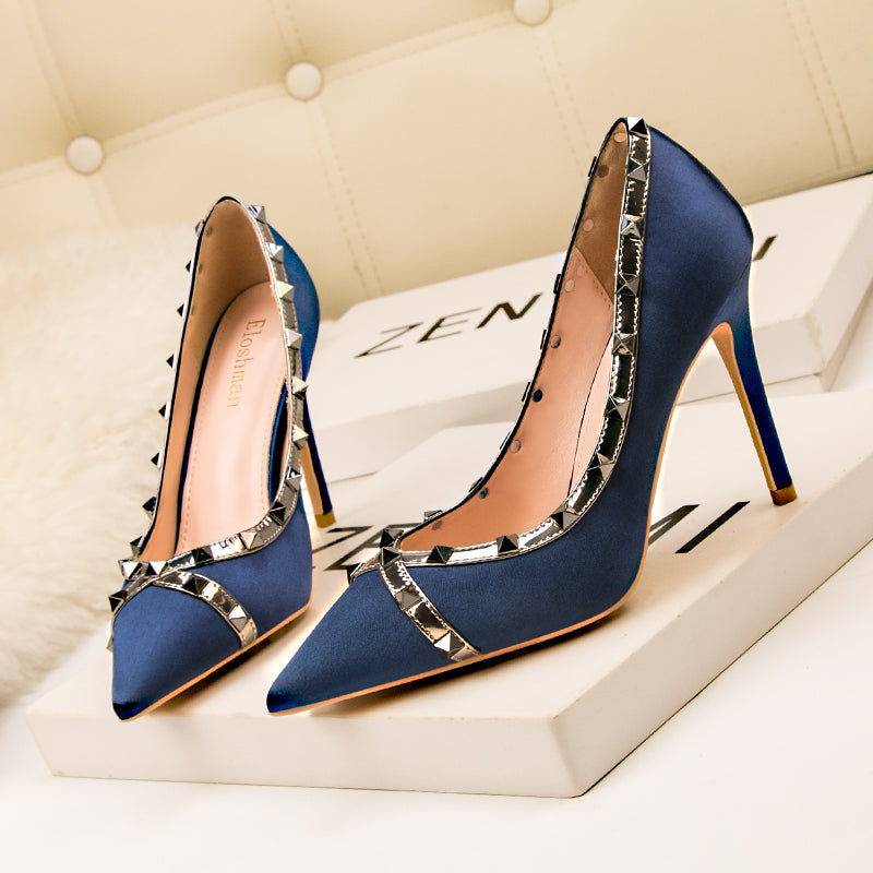 Variant image for Kvinnor Höga Klackar Klassiska Satin Pumps-2