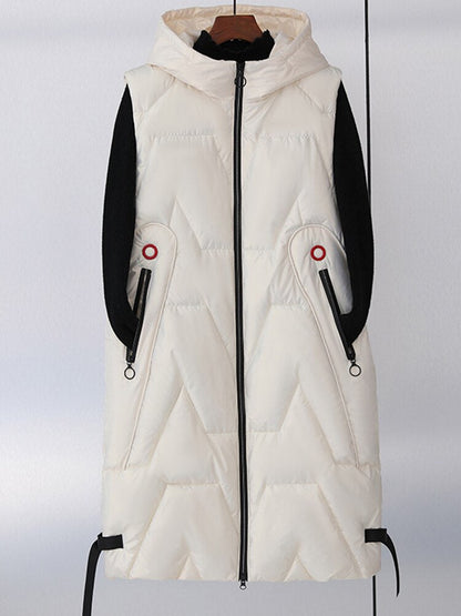 Dunväst Dam Quiltad Med Huva Polyester-1