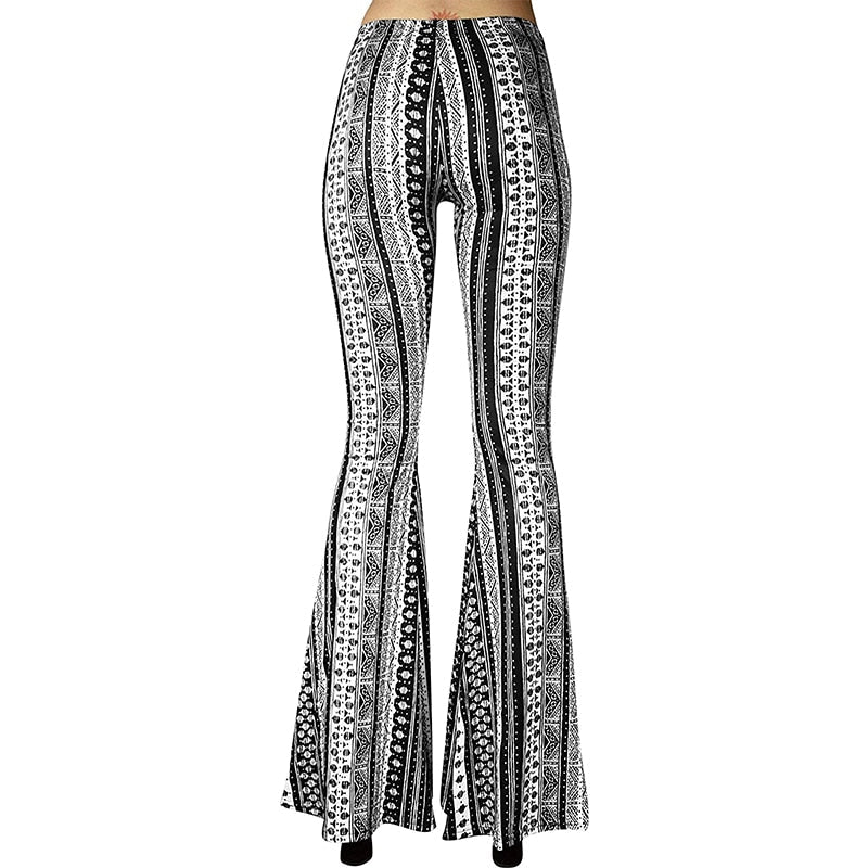 Dam Flarebyxor Geometrisk Design Polyester-Spandex-5