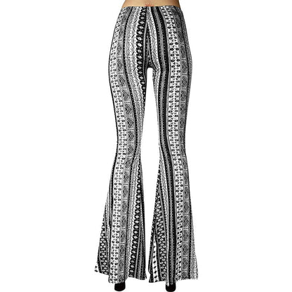 Dam Flarebyxor Geometrisk Design Polyester-Spandex-5
