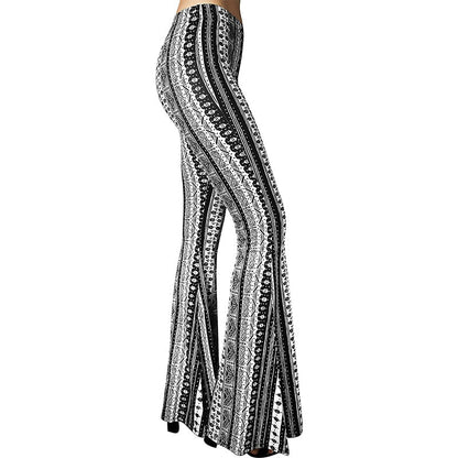Dam Flarebyxor Geometrisk Design Polyester-Spandex-4