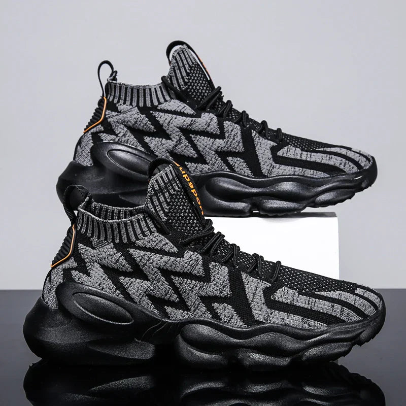 Dam Hög Top Sneaker Vävda Detaljer Högkvalitativt Tyg-6