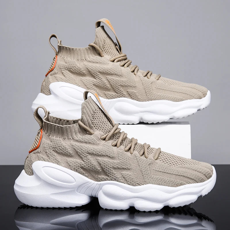 Dam Hög Top Sneaker Vävda Detaljer Högkvalitativt Tyg-2