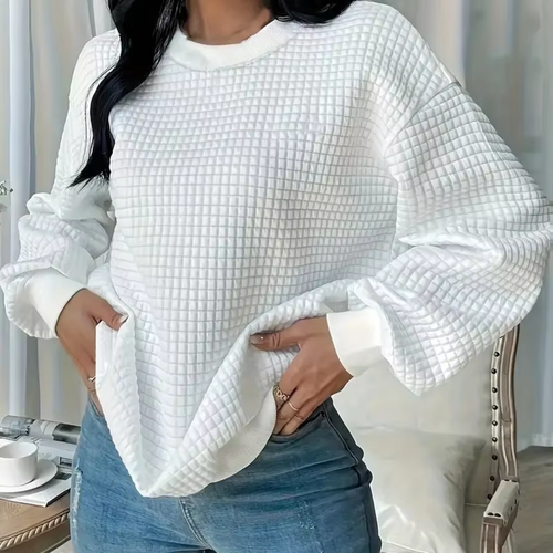 Stickad Dam Tröja Rund Hals Mjuk Material Casual Stil 1