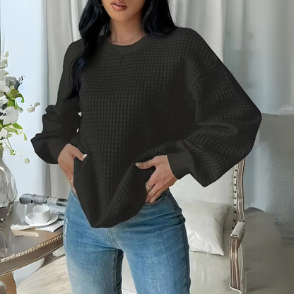 Stickad Dam Tröja Rund Hals Mjuk Material Casual Stil 3