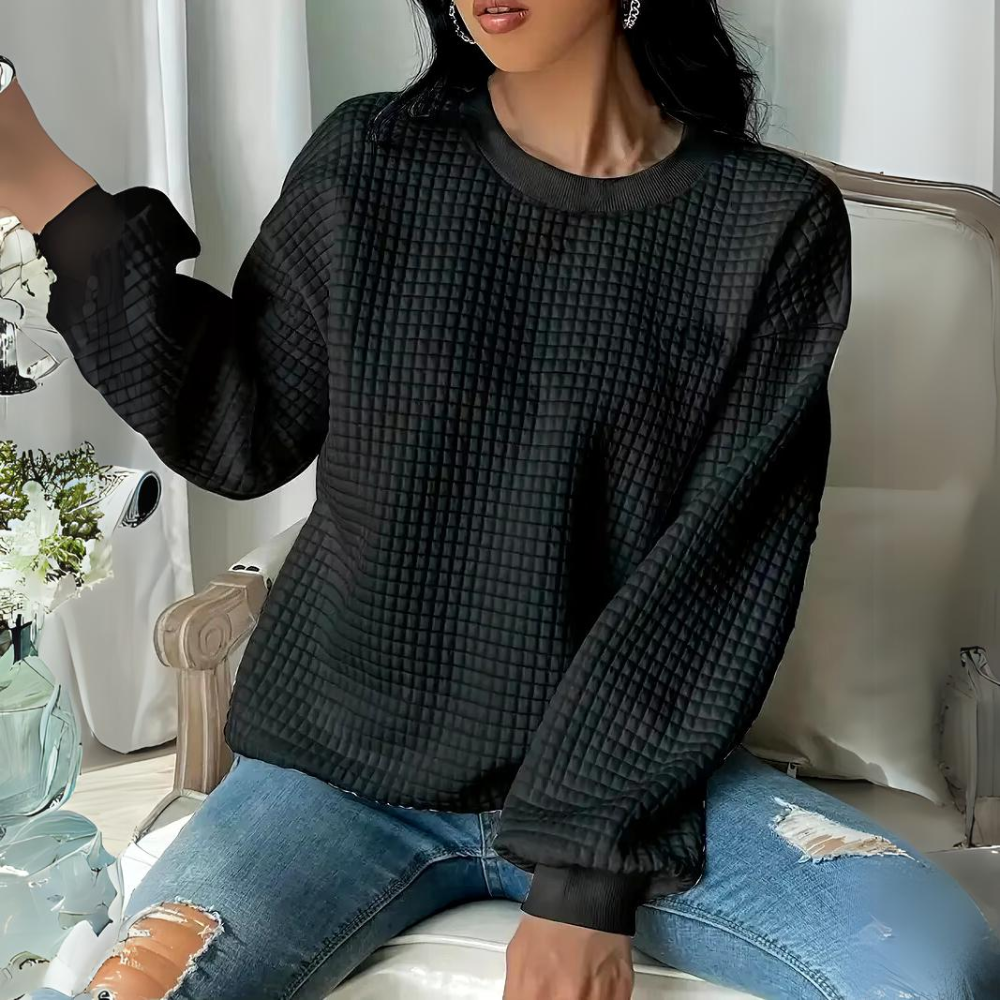 Stickad Dam Tröja Rund Hals Mjuk Material Casual Stil 2