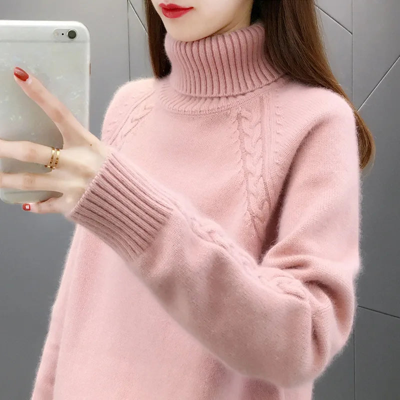 Variant image for Stickad Dam Tröja Turtleneck Bomull Polyester Casual-46