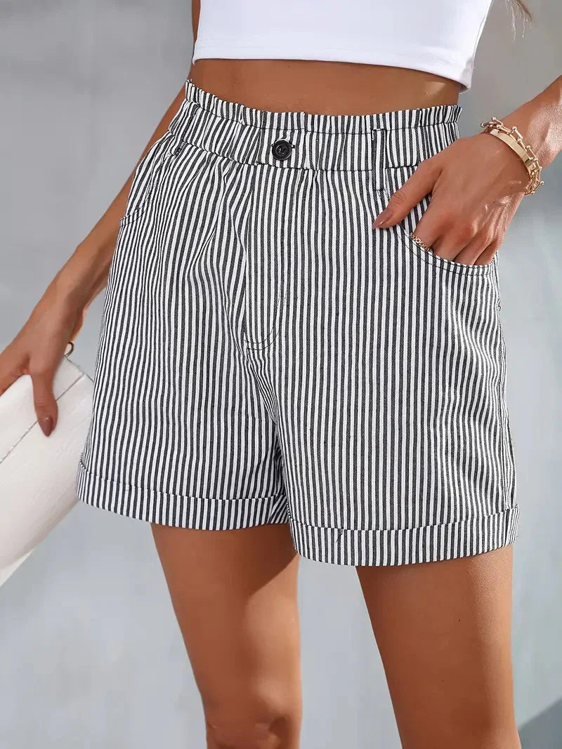 Kvinnors Mini Shorts Elastisk Midja Polyester med Väskor-3