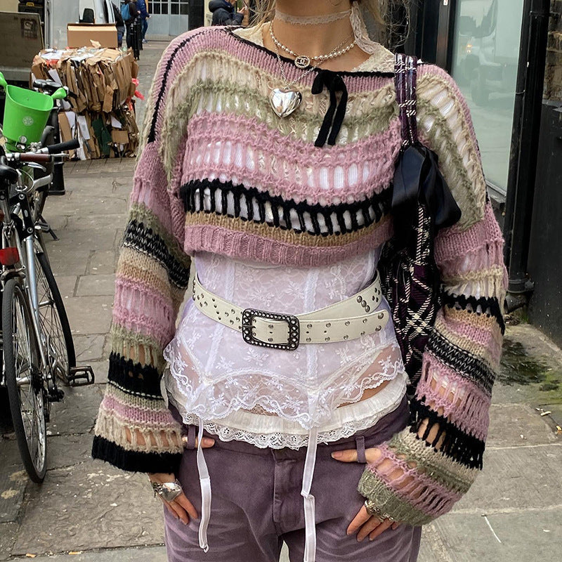 Kvinnor Kort Kofta Virkad Bomullsblandning Boho Stil-4