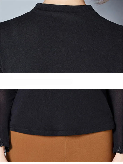 Dam Turtleneck Blus Lång Ärmar 100% Bomull-4