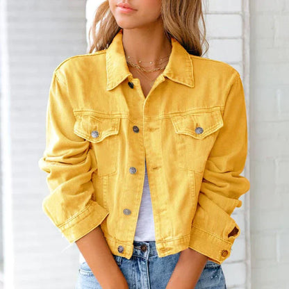 Damjacka Denim Klassisk Stil Robust Material-3