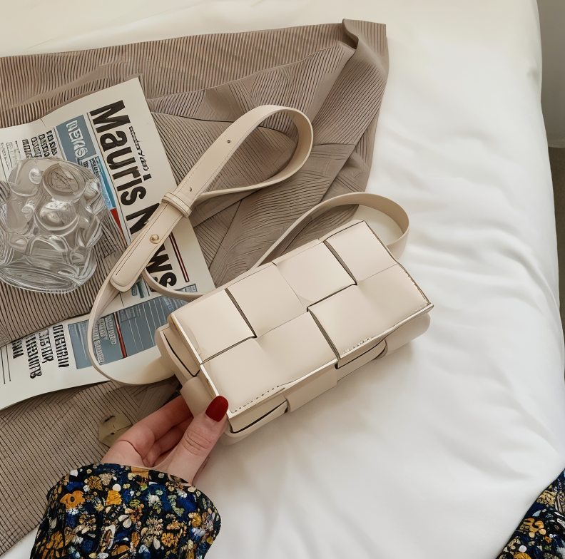 Dam Axelväska Flätad Veganskt Läder Med Justerbar Rem-6