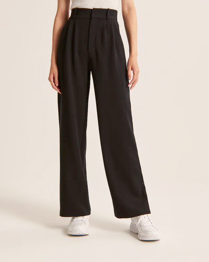 Kvinnors Byxor Hög Midja Bred Ben Polyester Viskos Elastan 8