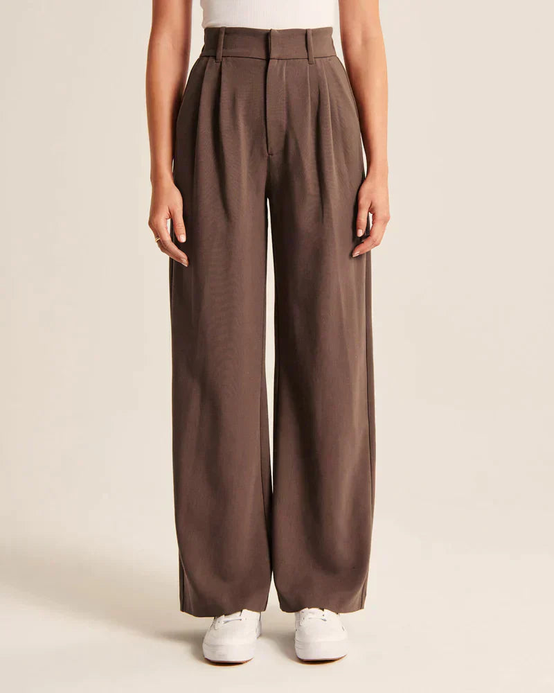 Kvinnors Byxor Hög Midja Bred Ben Polyester Viskos Elastan 12