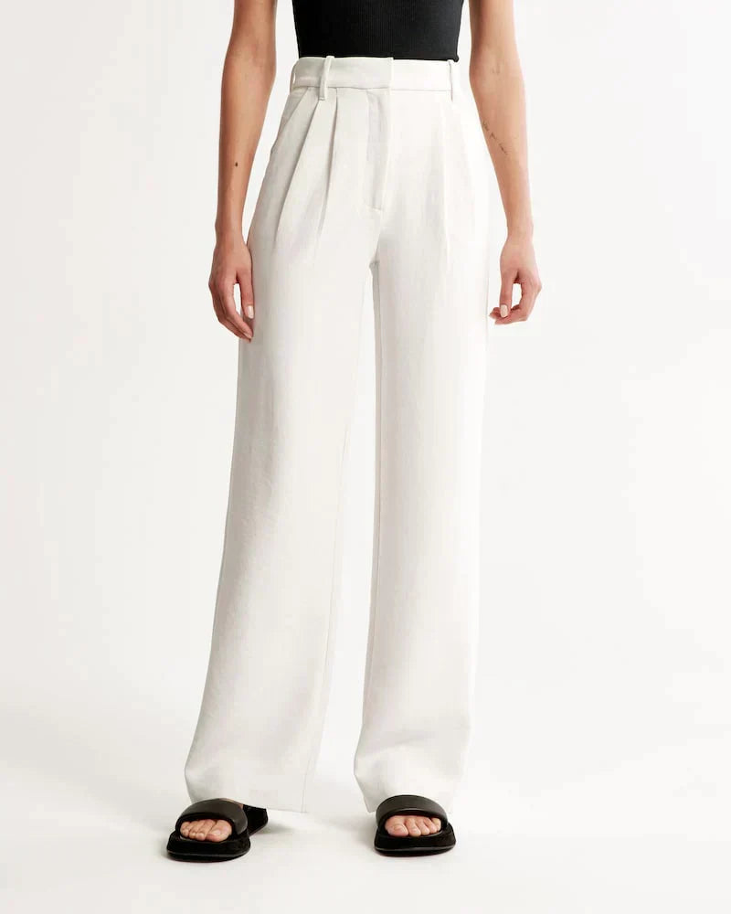 Kvinnors Byxor Hög Midja Bred Ben Polyester Viskos Elastan 13