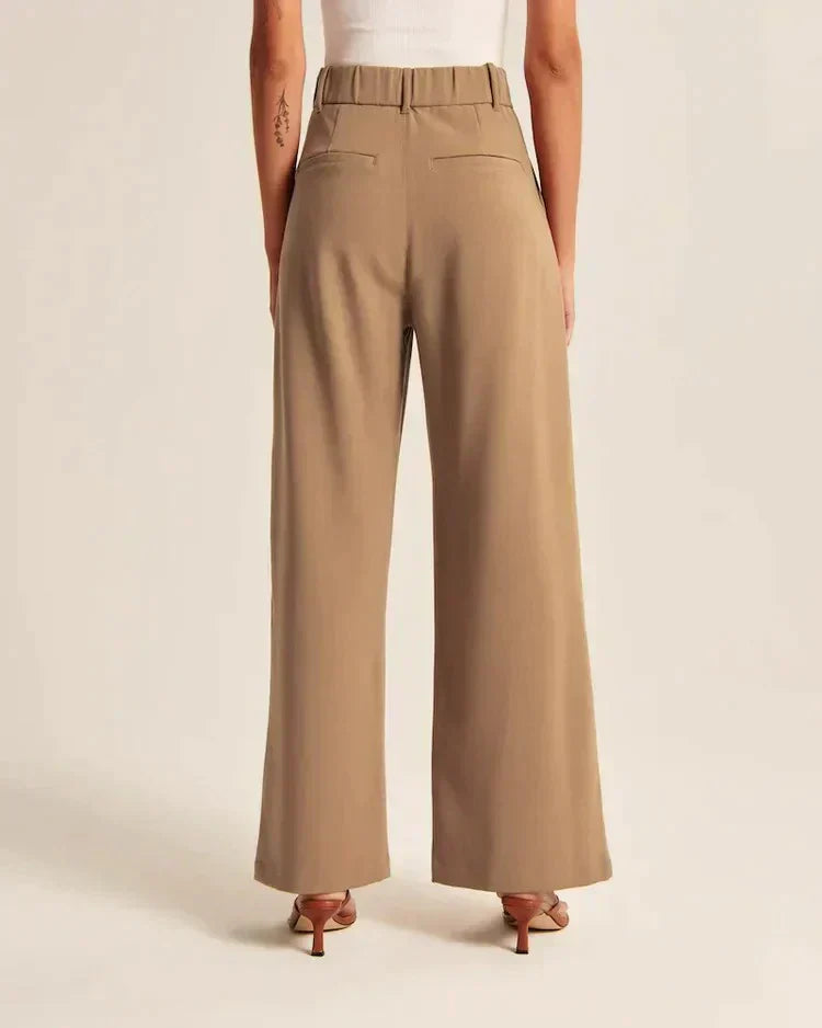 Kvinnors Byxor Hög Midja Bred Ben Polyester Viskos Elastan 5