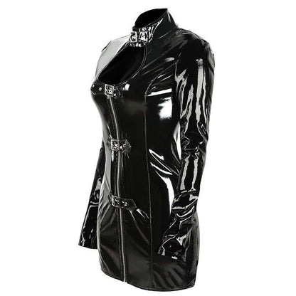 Kvinnors Miniklänning Turtleneck Lätt PVC-5