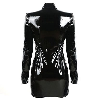 Kvinnors Miniklänning Turtleneck Lätt PVC-4