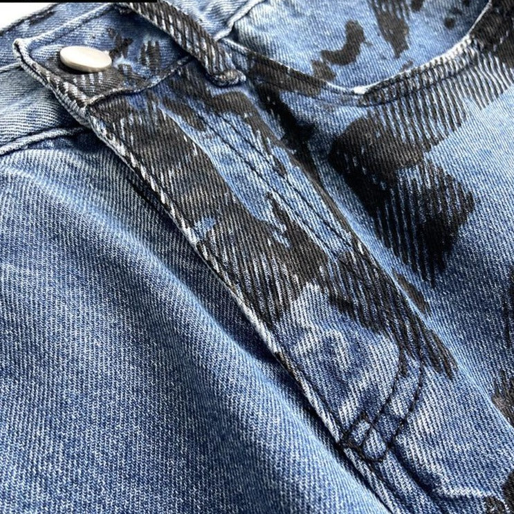 Dam Jeans med Hög Midja Raka i Polyester med Rutig Struktur-6