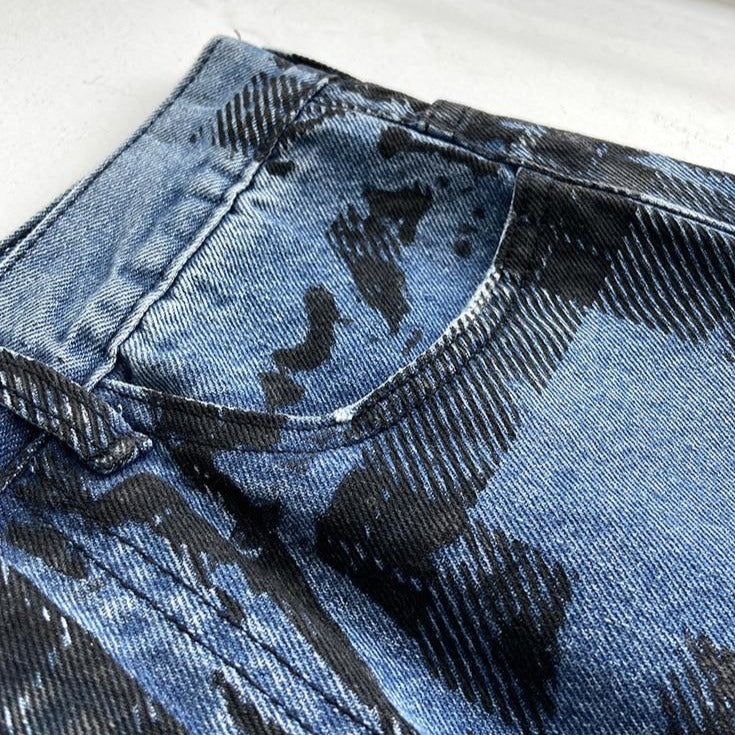 Dam Jeans med Hög Midja Raka i Polyester med Rutig Struktur-5
