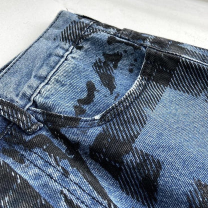 Dam Jeans med Hög Midja Raka i Polyester med Rutig Struktur-5