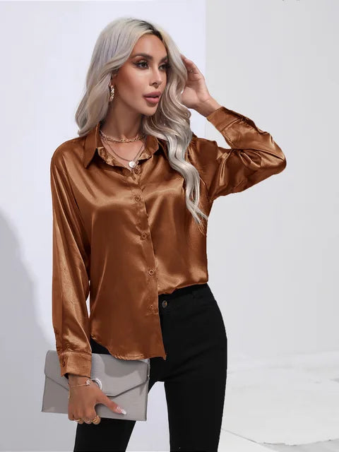 Dam Satinblus Elegant Mångsidig Satin 11