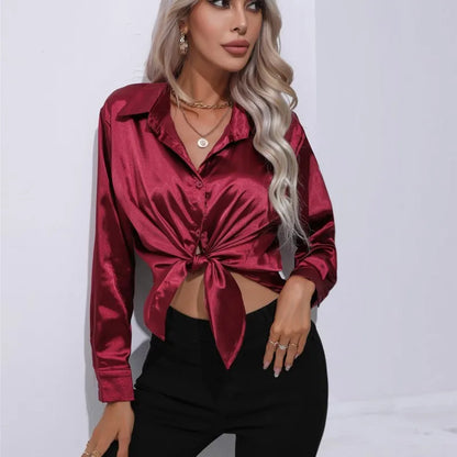 Dam Satinblus Elegant Mångsidig Satin 3