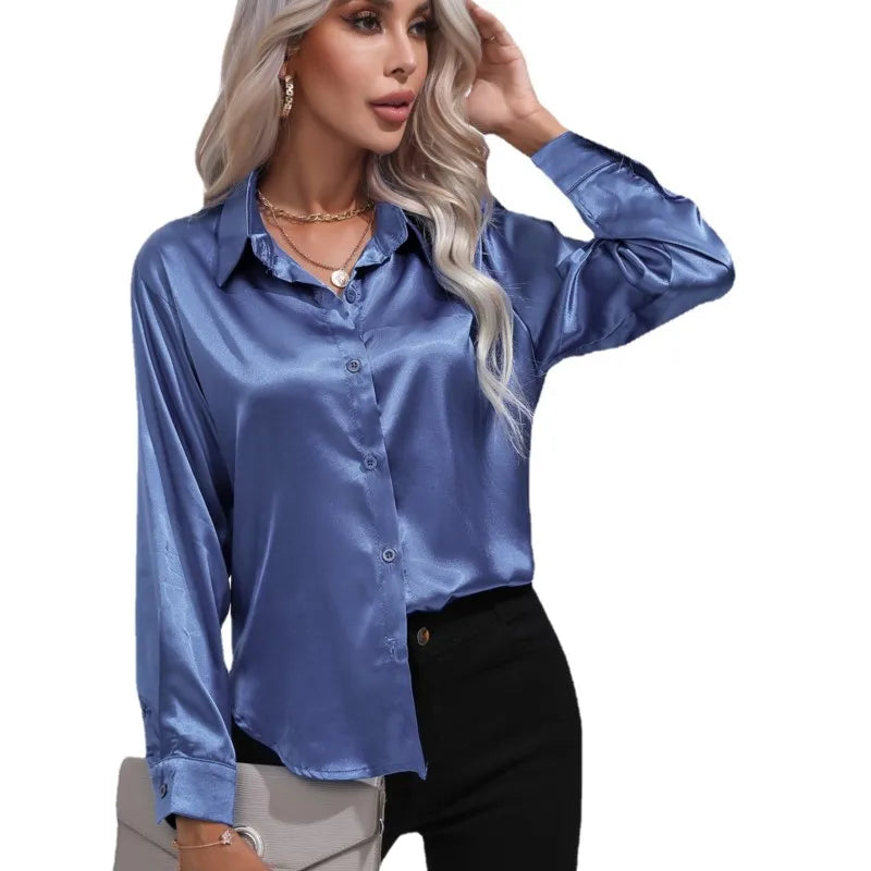 Dam Satinblus Elegant Mångsidig Satin 5