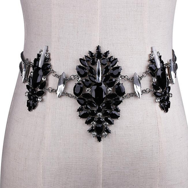 Dam Bälte Metall med Strass Blommönster Justerbart 12,5 cm-6
