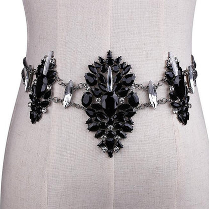 Dam Bälte Metall med Strass Blommönster Justerbart 12,5 cm-6