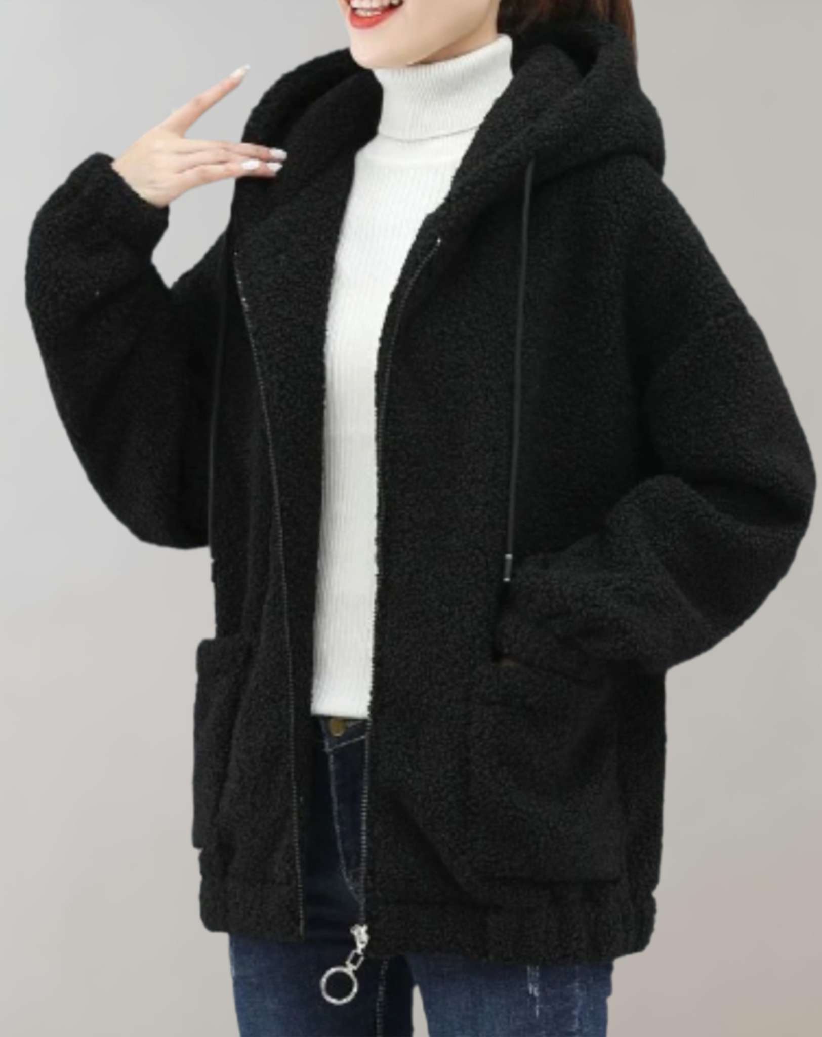 Lång Vinterrock Dam med Huva Isolerande Material Elegant Design-4