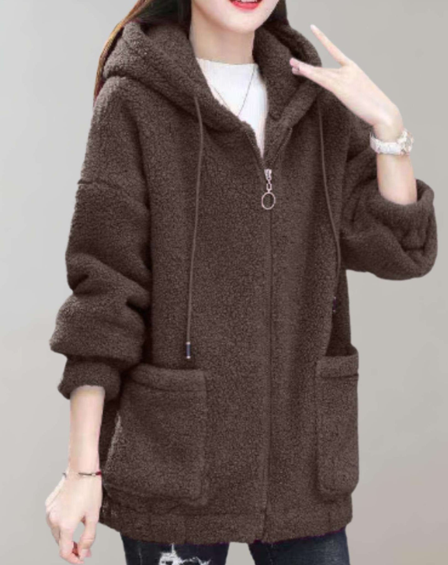 Lång Vinterrock Dam med Huva Isolerande Material Elegant Design-5