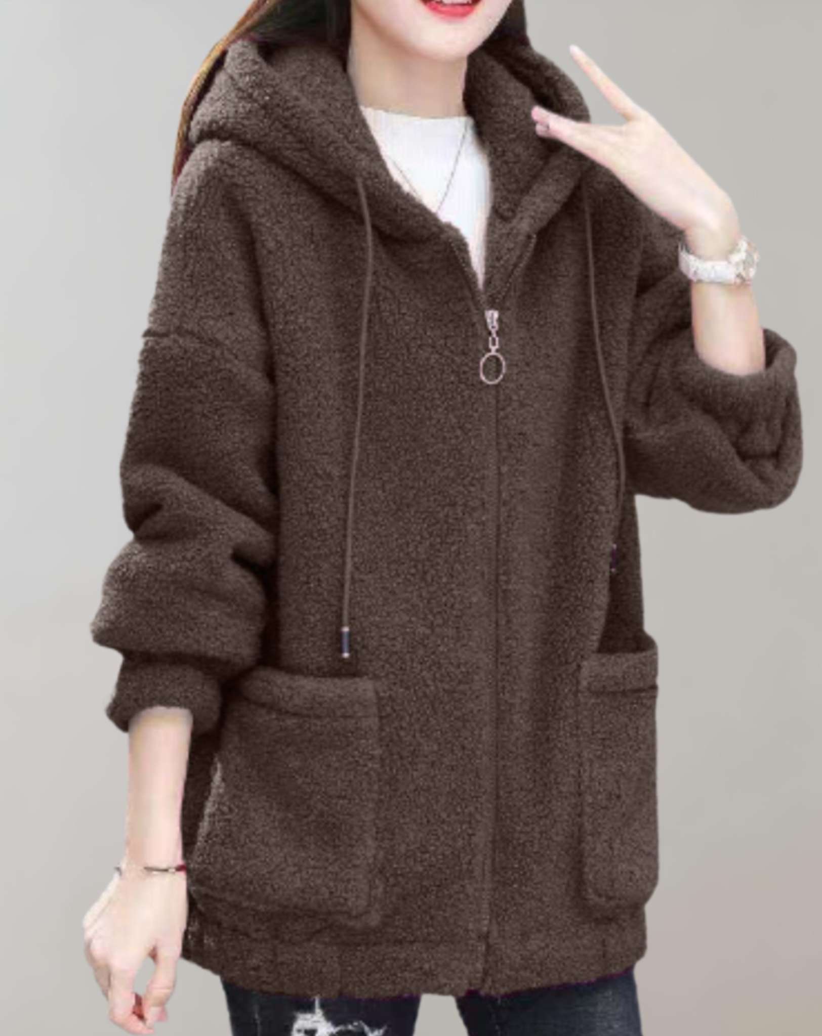 Lång Vinterrock Dam med Huva Isolerande Material Elegant Design-5