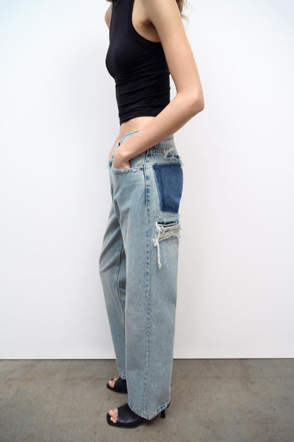 Kvinnors Fickjeans Mångsidig Denim med Praktiska Fickor 3