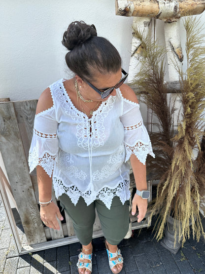 Damklänning Boho Med Fria Axlar och Broderi i Lätt Material 5