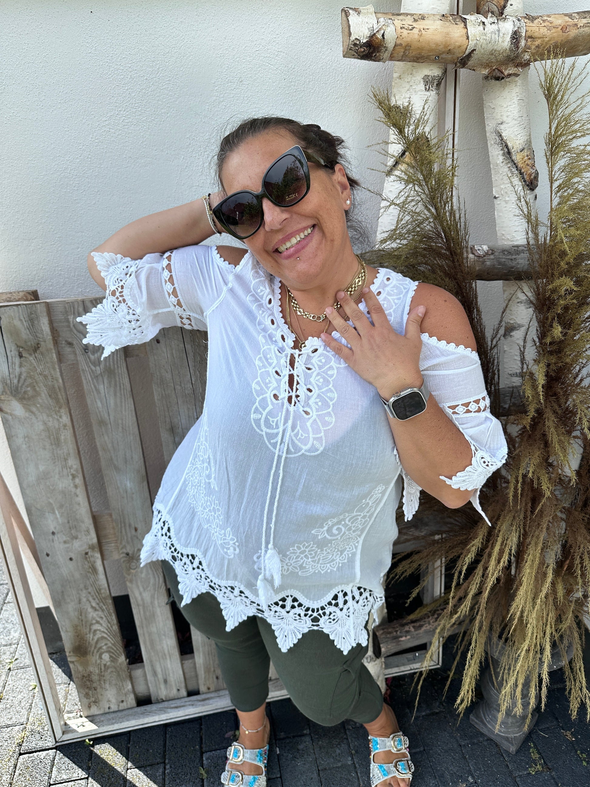 Damklänning Boho Med Fria Axlar och Broderi i Lätt Material 4