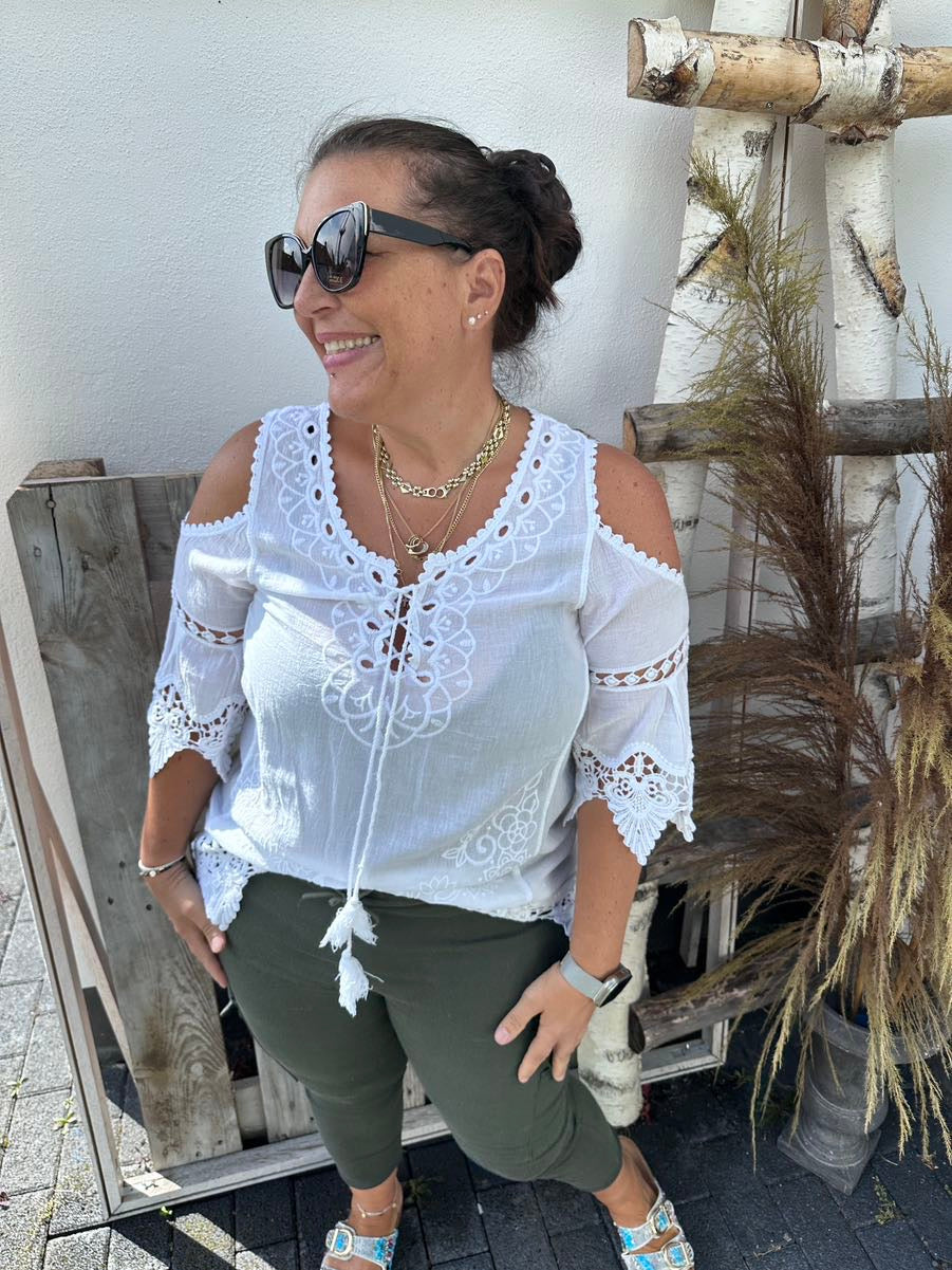 Damklänning Boho Med Fria Axlar och Broderi i Lätt Material 7