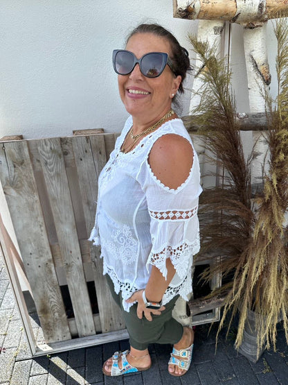 Damklänning Boho Med Fria Axlar och Broderi i Lätt Material 3