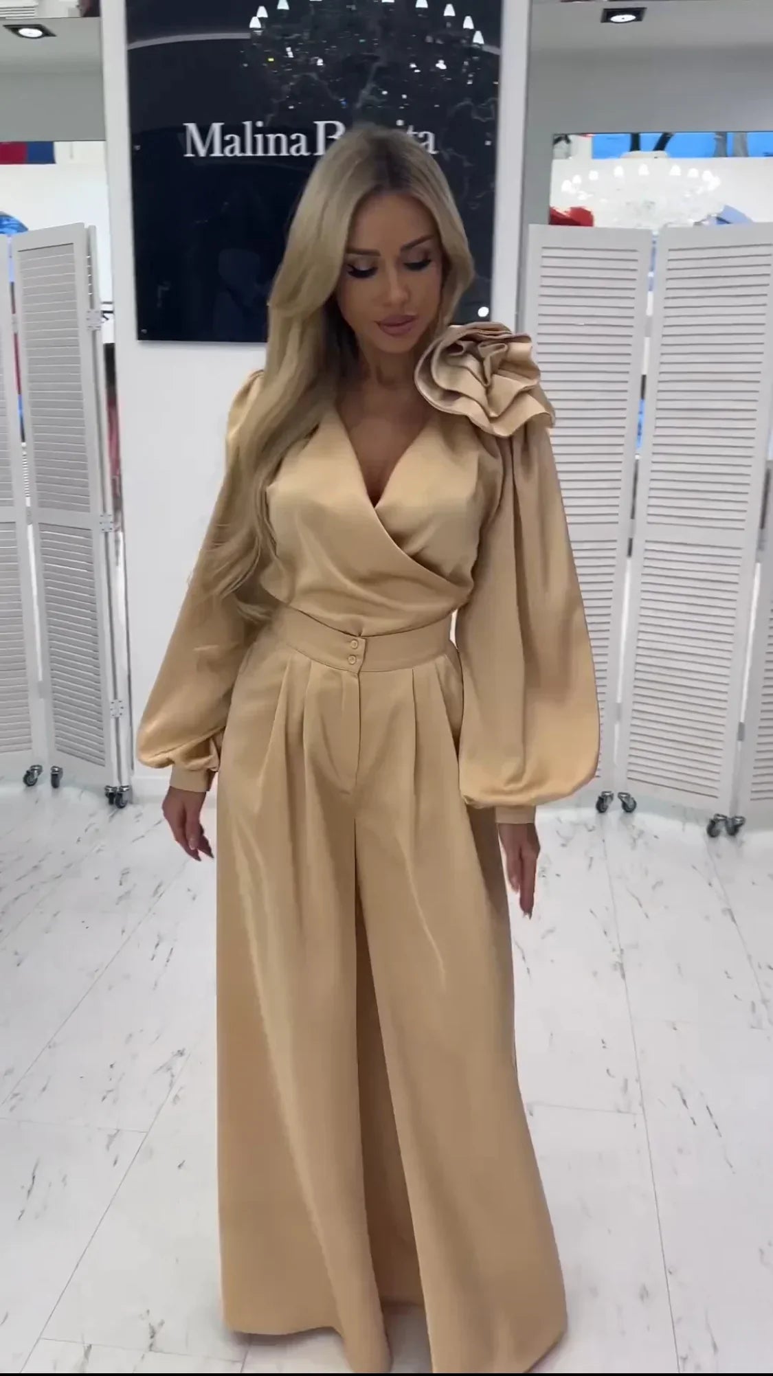 Dam Jumpsuit Elegant Blommig Design Polyester Elastan-4