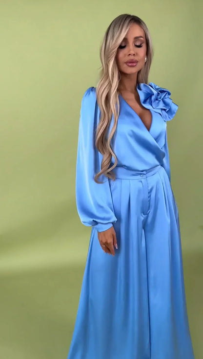 Dam Jumpsuit Elegant Blommig Design Polyester Elastan-2