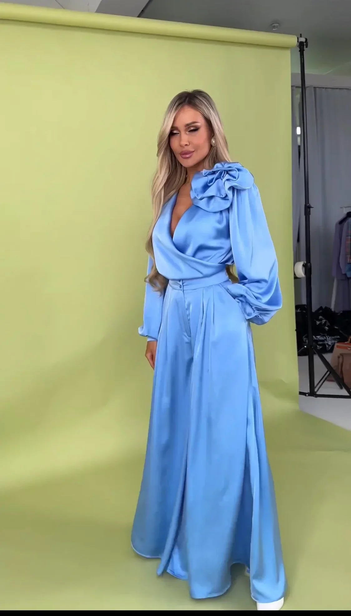 Dam Jumpsuit Elegant Blommig Design Polyester Elastan-3