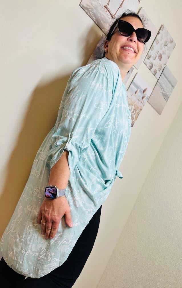 Dam Lång Blus Wolff Print 100% Polyester-3